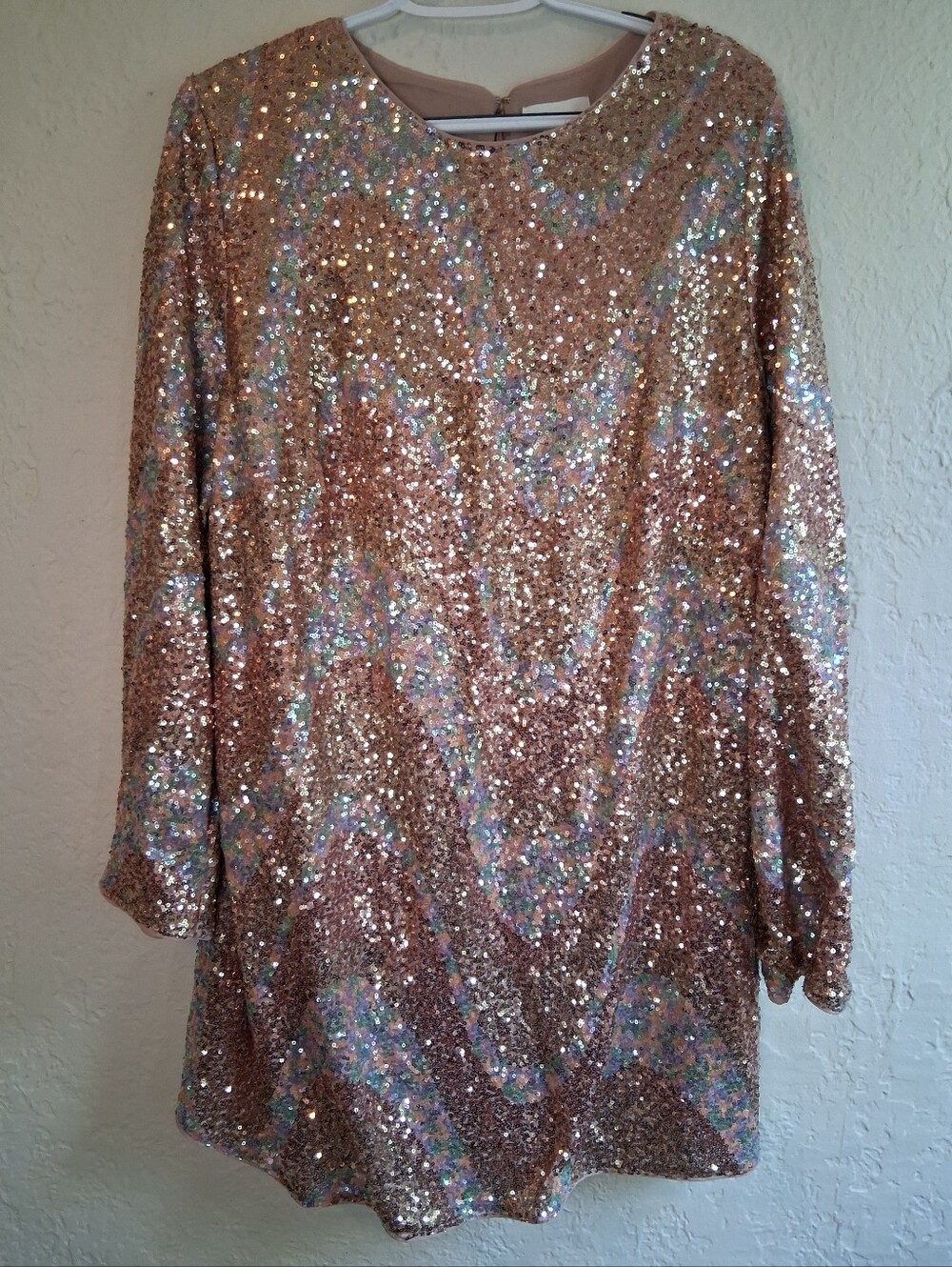 Rose Gold Sequin Party Mini Dress SZ XL